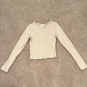 Universal Thread Goods Co. Cream Long Sleeve Crop Top